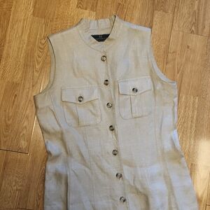 Embassy Row Petites Linen Button Front Dress 6P